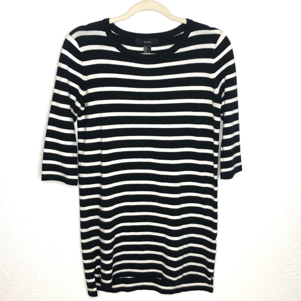 Forever 21 Women’s Striped Sweater Tunic 3/4 Sleeve